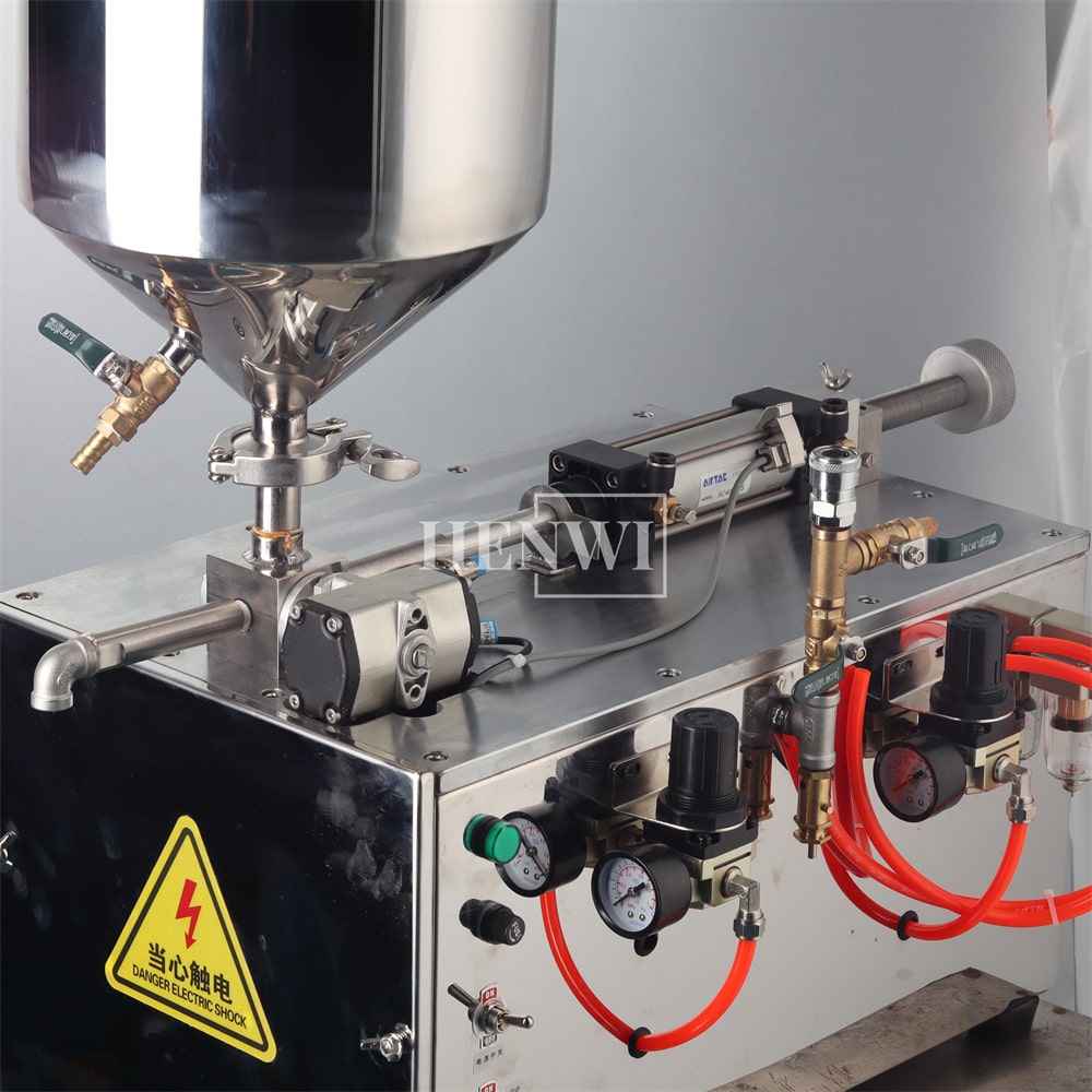 Henwi HWFM-S-HPF 1 Nozzle Semi-Auto Small Volume Liquid Bottling Filling Packing Machine 1 Head Bottle Horizontal Pressure Filler