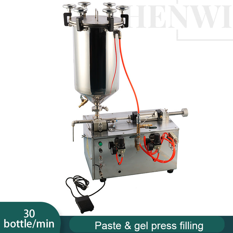 Henwi HWFM-S-HPF 1 Nozzle Semi-Auto Small Volume Liquid Bottling Filling Packing Machine 1 Head Bottle Horizontal Pressure Filler