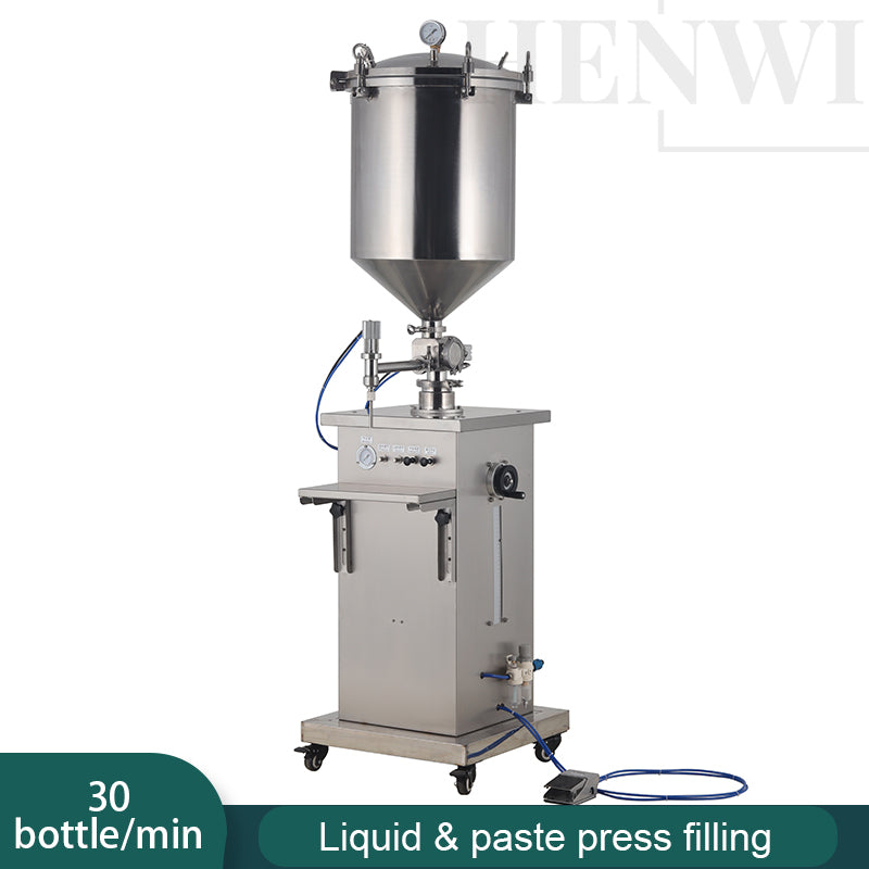 Henwi HWFM-S-VPF 1 Nozzle Semi-Auto Small Volume Liquid Bottling Filling Packing Machine 1 Head Bottle Vertical Pressure Filler