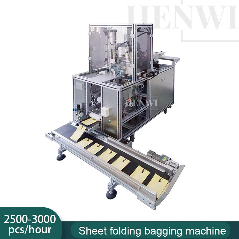 Henwi HWFSM-1 Position Facial Mask Sheet Folding Bagging Sorting Machine Beauty Non-Woven Fabrics Sachet Filling Machine