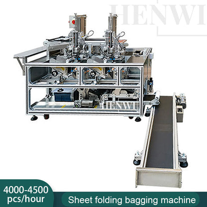 Henwi HWFSM-2 Position Facial Mask Sheet Folding Bagging Sorting Machine Beauty Non-Woven Fabrics Sachet Filling Machine