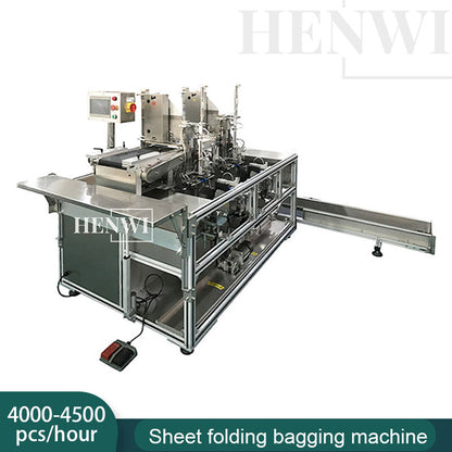 Henwi HWFSM-2 Position Facial Mask Sheet Folding Bagging Sorting Machine Beauty Non-Woven Fabrics Sachet Filling Machine