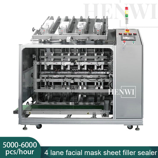 Henwi HWFSM-4 Lane Facial Sheet Mask Filler Sealer Four Positions Model Beauty Non-Woven Fabrics Filler and Sealer Machine