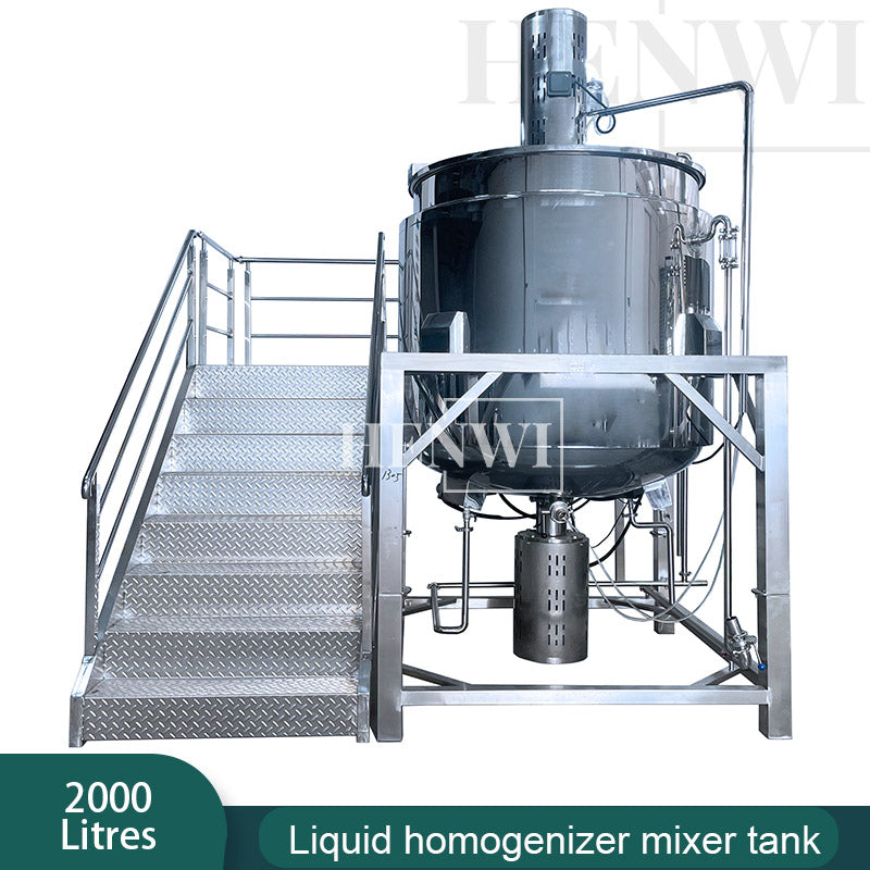 Máquina mezcladora de tanque de calentamiento y homogeneización con cubierta plegable y modelo de plataforma fija Henwi HWHM-F-2000L