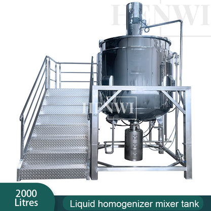 Máquina mezcladora de tanque de calentamiento y homogeneización con cubierta plegable y modelo de plataforma fija Henwi HWHM-F-2000L
