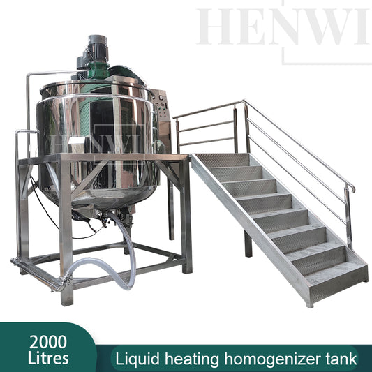 Henwi HWHM-F-2000L Fixed Platform Model Half-Opened Foldable Cover Homogenizing Heating Mixer Tank Machine