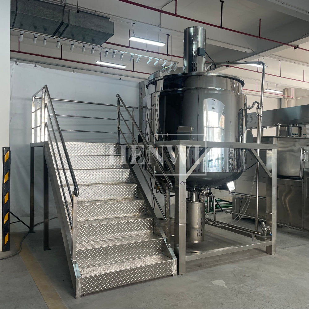 Máquina mezcladora de tanque de calentamiento y homogeneización con cubierta plegable y modelo de plataforma fija Henwi HWHM-F-2000L