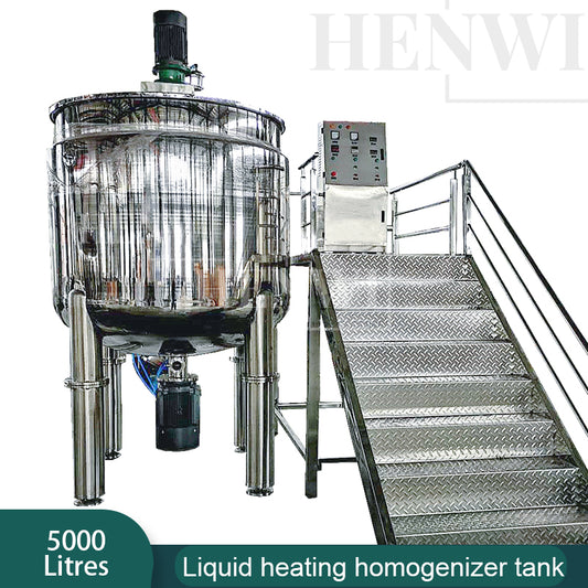 Henwi HWHM-F-5000L Fixed Platform Model Half-Opened Foldable Cover Homogenizing Heating Mixer Tank Machine