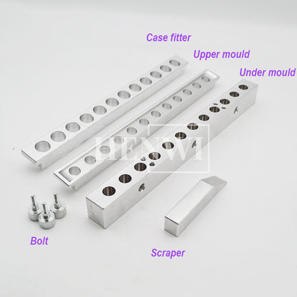 Henwi HWKH-12 Holes Lipstick Aluminum Mold Factory Customized Lipstick Aluminium Moulds Lip Balm Crayon 12 Cavities Tray Mold