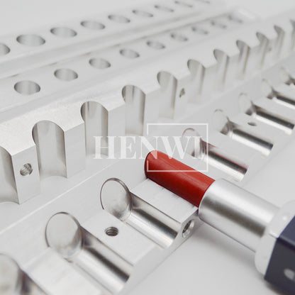 Henwi HWKH-12 Holes Lipstick Aluminum Mold Factory Customized Lipstick Aluminium Moulds Lip Balm Crayon 12 Cavities Tray Mold