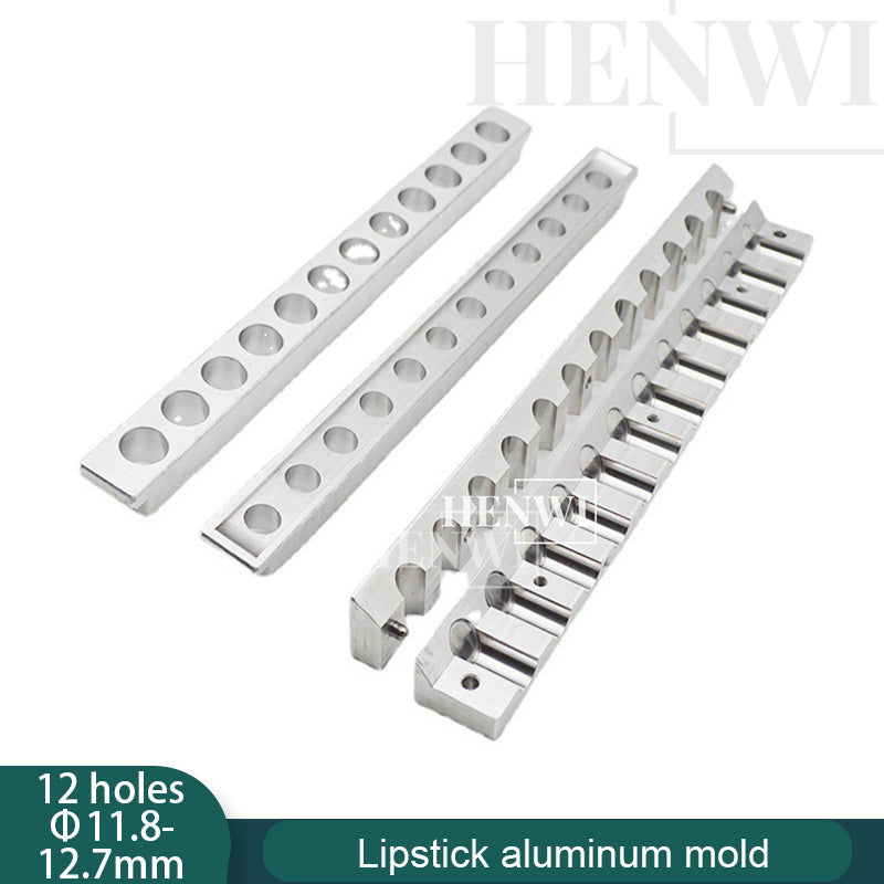 Henwi HWKH-12 Holes Lipstick Aluminum Mold Factory Customized Lipstick Aluminium Moulds Lip Balm Crayon 12 Cavities Tray Mold