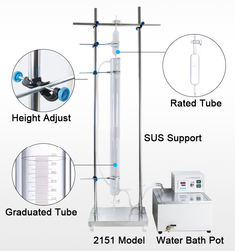 Henwi HWLD-Lab 2151 Ross-Miles Shampoo Dishwasher Paste Analysis Meter Foam Tester Water Bath Pot Circulation Heating Surface