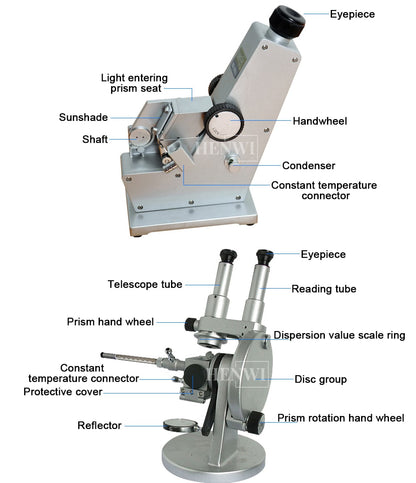 Henwi HWLD-Lab Abbe Refractometer Laboratory Digital Binocular Brix Optical Abbe Digital Refractometer