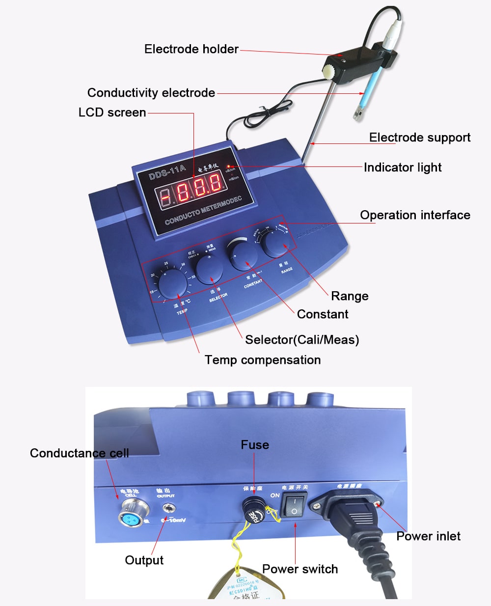 Henwi HWLD-Lab Conductivity Meter Lab Equipment High Precision Electrical Portable Digital Display Conductometer Conductivity Instrument