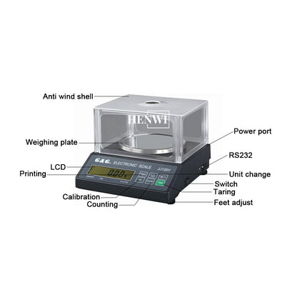 Henwi HWLD-Lab Desktop Weigher Precision Platform Scale Weighing Medicinal Materials and Jewelry Parts Electronic Scale