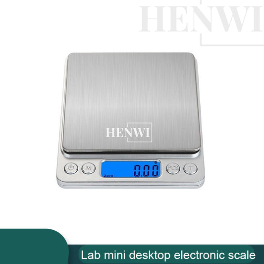 Henwi HWLD-Lab Mini Desktop Electronic Scale New Digital 500g/0.01g Basic LCD Kitchen Scales 2kg 3kg Small Steel Surface Food Scale