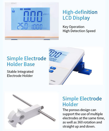 Henwi HWLD-Lab pH100b pH Meter Laboratory Water pH Digital pH Meters Accurate pH Level Measurement 0~14pH ORP/Ec/TDS Meter Water Analysis