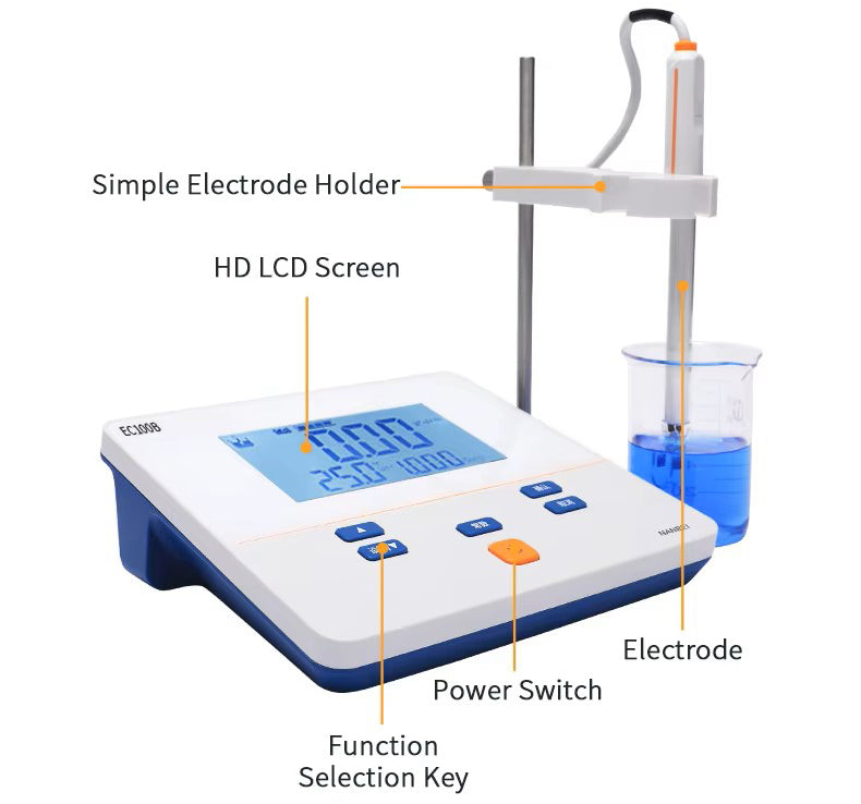 Henwi HWLD-Lab pH100b pH Meter Laboratory Water pH Digital pH Meters Accurate pH Level Measurement 0~14pH ORP/Ec/TDS Meter Water Analysis