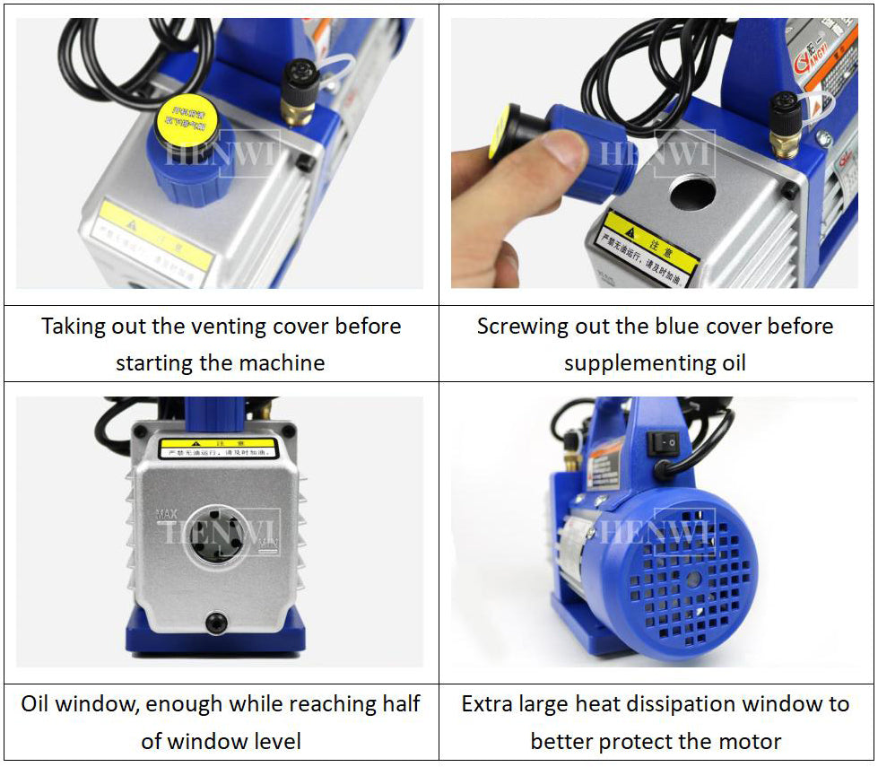 Henwi HWLD-Lab Vacuum Pump Vp145 110V 1/2 HP 5 Cfm Single Stage Rotary Vane HVAC High Performance Vacuum Pump for Air Conditioning