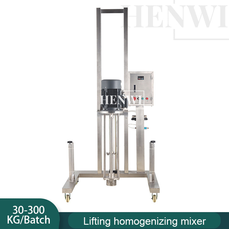 Henwi HWLD-30-300KG Lifting Homogenizer Drum Mixer Mobile Cosmetics Paint Syrup Electric Homogenizing Mixing Emulsifier Machine