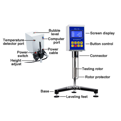 Henwi HWLD-Rotary Viscosity Meter Tester Apparatus Viscosity Test Digital Display Viscometer for Shampoo Cosmetics Lubricant Oil Rotation Testing