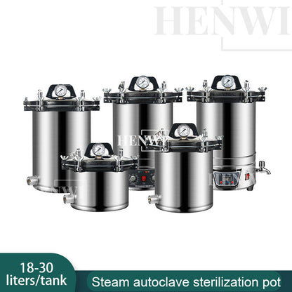 Henwi HWLD-18L 24L 30L Steam Autoclave Sterilization Pot Pet Veterinary Disinfection Equipment Portable Series Price Sterilizer Tank