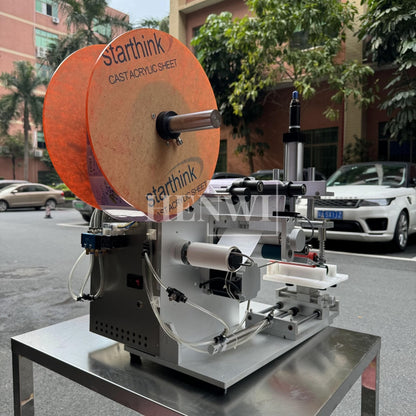 Henwi HWFCL- 1 Nozzle Semi-Auto Liquid Mixing Heating Bottling Filling Machine One Head Bottle Filler With Mixer Heater with Semi Automatic Bottle Cover Cap Capping Labeling Machine Line with Handheld Induction Sealing Device with Cooling Tunnel