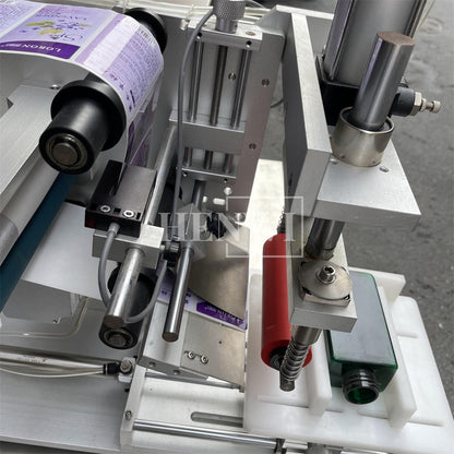 Henwi HWFCL- 1 Nozzle Semi-Auto Liquid Mixing Heating Bottling Filling Machine One Head Bottle Filler With Mixer Heater with Semi Automatic Bottle Cover Cap Capping Labeling Machine Line with Handheld Induction Sealing Device with Cooling Tunnel