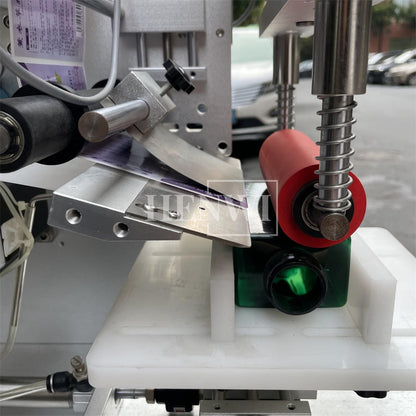 Henwi HWFCL- 1 Nozzle Semi-Auto Liquid Mixing Heating Bottling Filling Machine One Head Bottle Filler With Mixer Heater with Semi Automatic Bottle Cover Cap Capping Labeling Machine Line with Handheld Induction Sealing Device with Cooling Tunnel