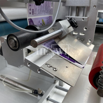 Henwi HWFCL- 1 Nozzle Semi-Auto Liquid Mixing Heating Bottling Filling Machine One Head Bottle Filler With Mixer Heater with Semi Automatic Bottle Cover Cap Capping Labeling Machine Line with Handheld Induction Sealing Device with Cooling Tunnel