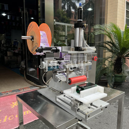 Henwi HWFCL- 1 Nozzle Semi-Auto Liquid Mixing Heating Bottling Filling Machine One Head Bottle Filler With Mixer Heater with Semi Automatic Bottle Cover Cap Capping Labeling Machine Line with Handheld Induction Sealing Device with Cooling Tunnel