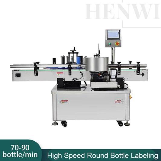 Henwi HWLM-HR Automatic High Speed Round Bottle Jar Labeller Machine Self-Adhesive Sticker Labeling Machine