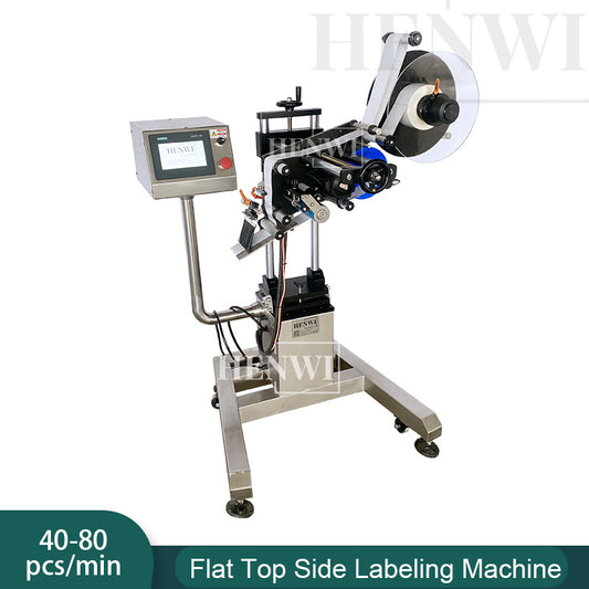 Henwi HWLM-MTF Automatic Mobile Bottle Jar Flat Top / Box Case Sides Labeller Machine Self-Adhesive Sticker Labeling Machine
