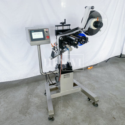 Henwi HWLM-MTF Automatic Mobile Bottle Jar Flat Top / Box Case Sides Labeller Machine Self-Adhesive Sticker Labeling Machine