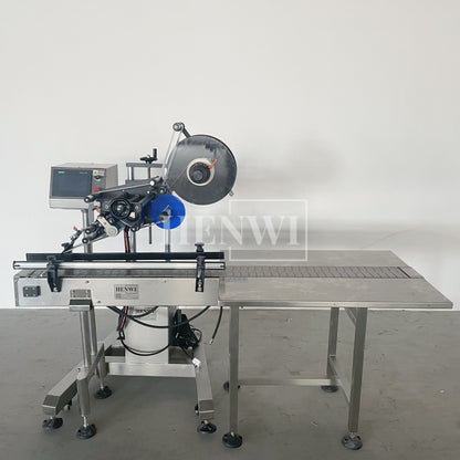 Henwi HWLM-MTF Automatic Mobile Bottle Jar Flat Top / Box Case Sides Labeller Machine Self-Adhesive Sticker Labeling Machine