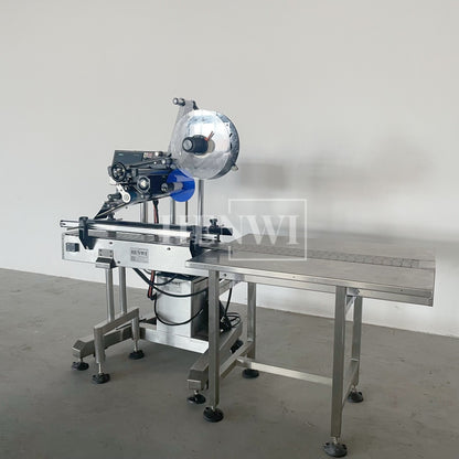 Henwi HWLM-MTF Automatic Mobile Bottle Jar Flat Top / Box Case Sides Labeller Machine Self-Adhesive Sticker Labeling Machine