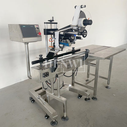 Henwi HWLM-MTF Automatic Mobile Bottle Jar Flat Top / Box Case Sides Labeller Machine Self-Adhesive Sticker Labeling Machine