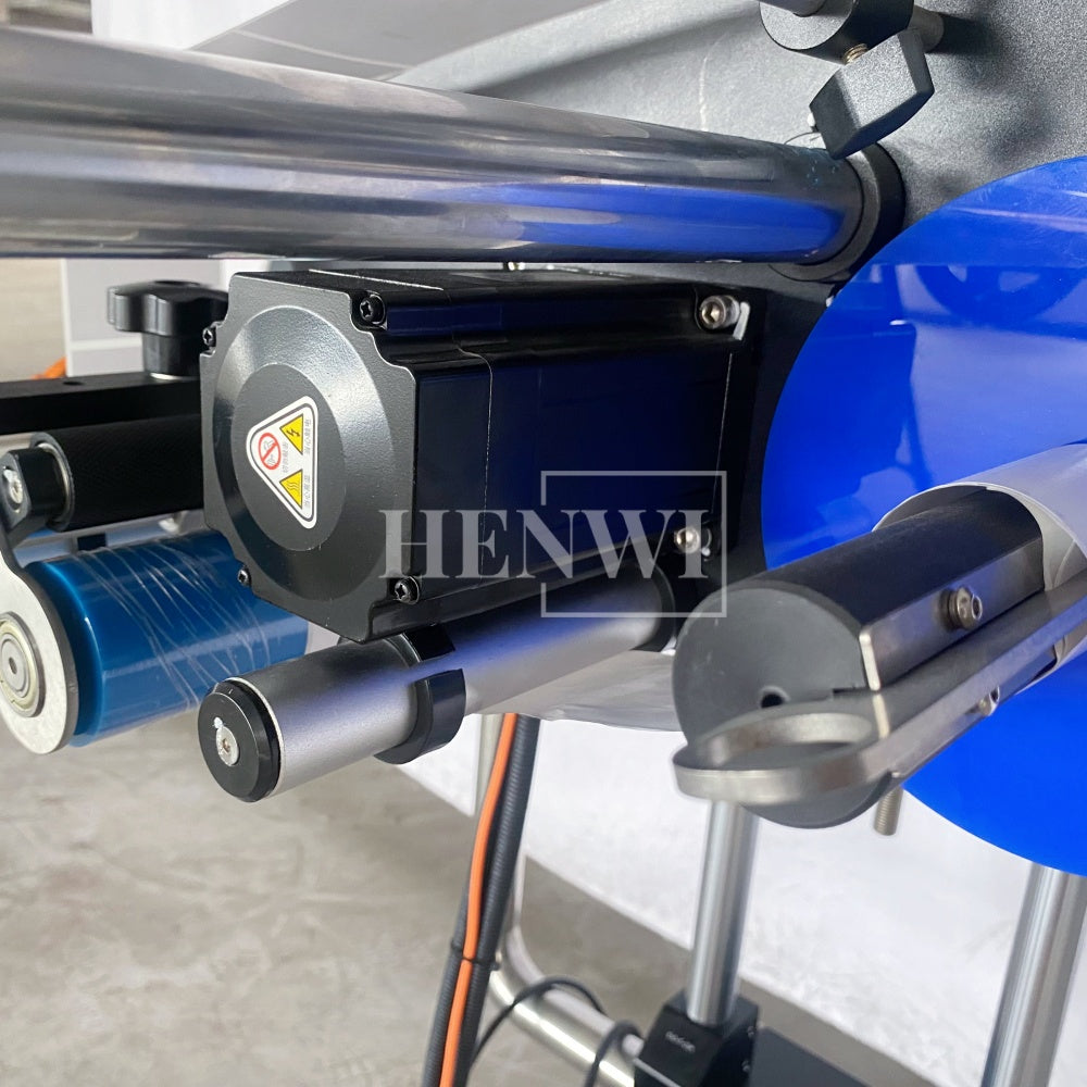 Henwi HWLM-MTF Automatic Mobile Bottle Jar Flat Top / Box Case Sides Labeller Machine Self-Adhesive Sticker Labeling Machine