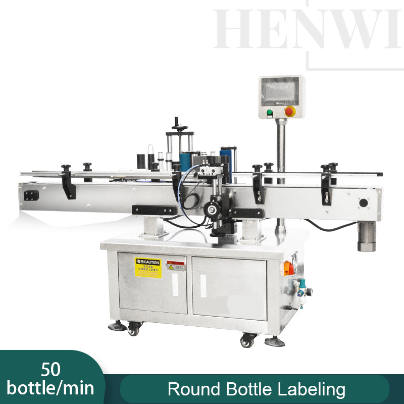 Henwi HWLM-R Automatic Round Bottle Jar Labeller Machine Self-Adhesive Sticker Labeling Machine