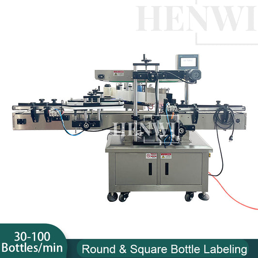 Henwi HWLM-RS 1 Side Automatic Round Bottle & Square Bottle One Side Labeller Machine Self-Adhesive Sticker Labeling Machine