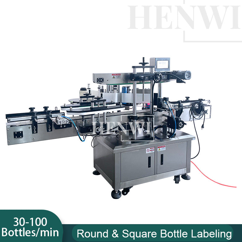 Henwi HWLM-RS 1 Side Automatic Round Bottle & Square Bottle One Side Labeller Machine Self-Adhesive Sticker Labeling Machine