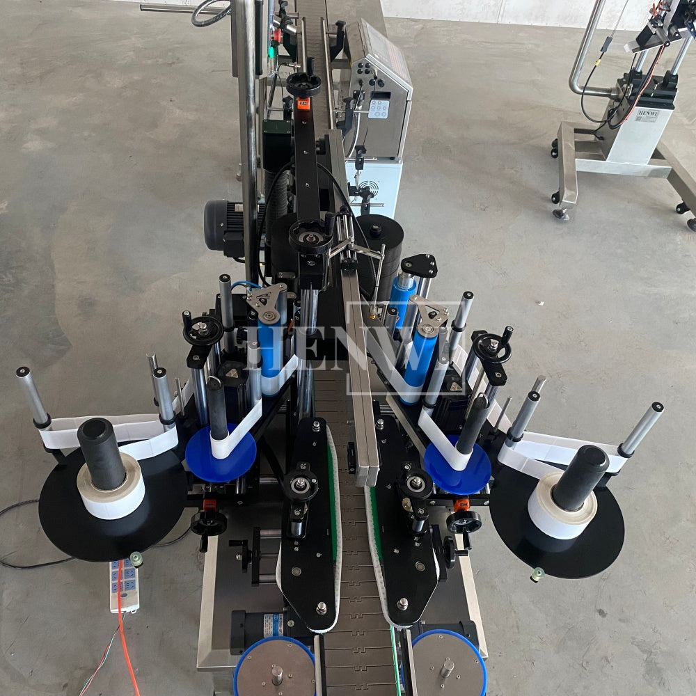 Henwi HWLM-RS Automatic Round Bottle & Square Bottle Double Side Labeller Machine Self-Adhesive Sticker Labeling Machine