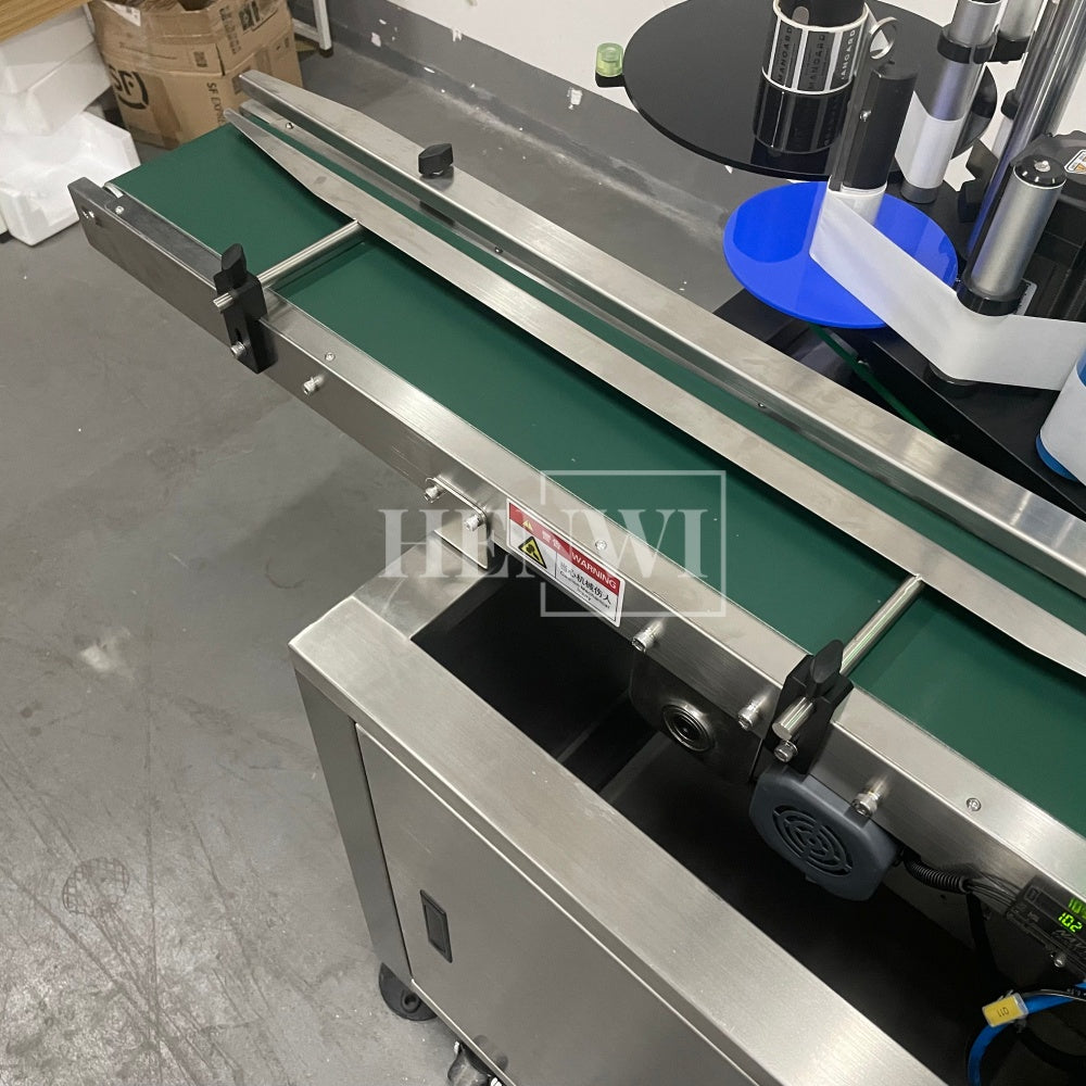 Henwi HWLM-RSTB Automatic Round Bottle & Square Bottle Top & Bottom Double Side Labeller Machine Self-Adhesive Sticker Labeling Machine