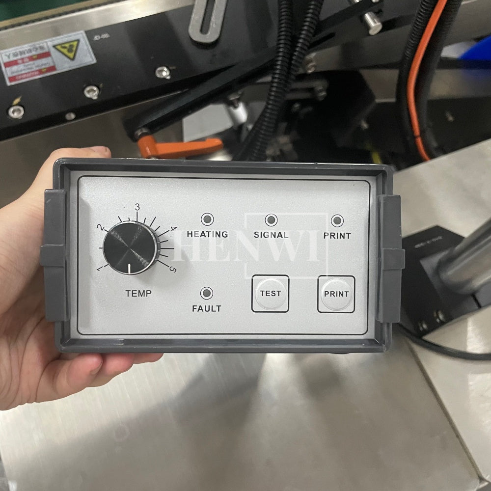 Henwi HWLM-RSTB Automatic Round Bottle & Square Bottle Top & Bottom Double Side Labeller Machine Self-Adhesive Sticker Labeling Machine