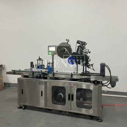 Henwi HWLM-RSTB Automatic Round Bottle & Square Bottle Top & Bottom Double Side Labeller Machine Self-Adhesive Sticker Labeling Machine