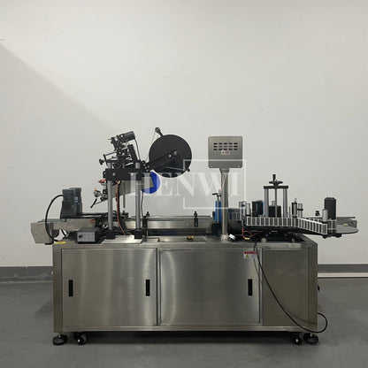 Henwi HWLM-RSTB Automatic Round Bottle & Square Bottle Top & Bottom Double Side Labeller Machine Self-Adhesive Sticker Labeling Machine