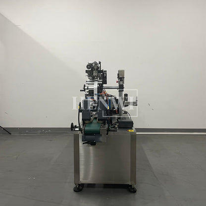 Henwi HWLM-RSTB Automatic Round Bottle & Square Bottle Top & Bottom Double Side Labeller Machine Self-Adhesive Sticker Labeling Machine