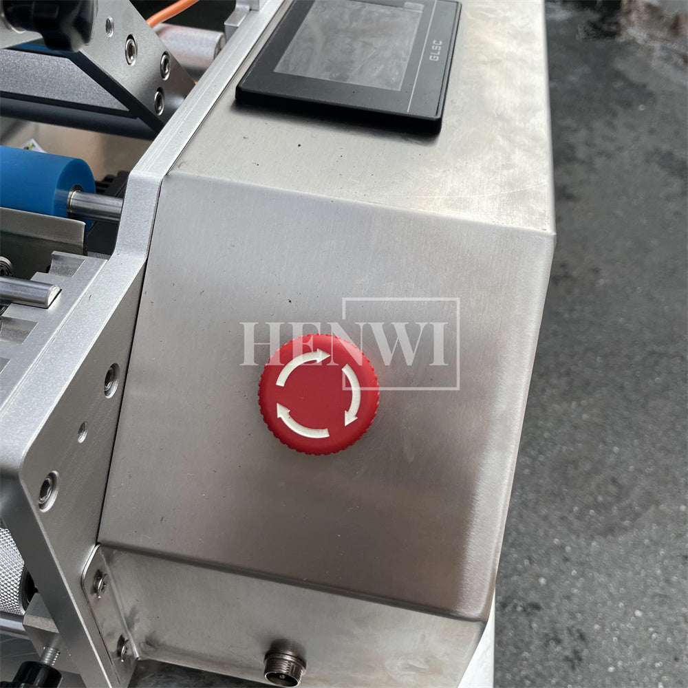 Henwi HWLM-S-HR Semi Auto Horizontal Model Round Bottle Jar Labeller Machine Self-Adhesive Sticker Labeling Machine