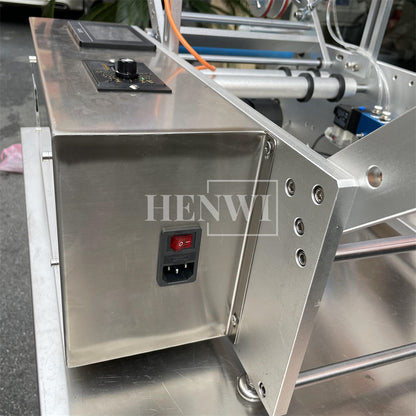 Henwi HWLM-S-HR Semi Auto Horizontal Model Round Bottle Jar Labeller Machine Self-Adhesive Sticker Labeling Machine
