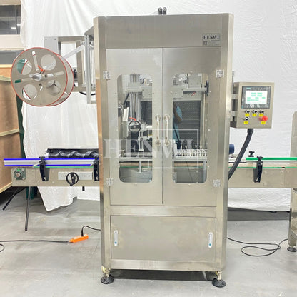 Henwi HWLM-Bottle Sleeve Dropping Wrapping Shrinking Machine Plastic Glass Beer Bottle Jar Pop Can Tin Sleeve Labeling Steam Shrinking Machine
